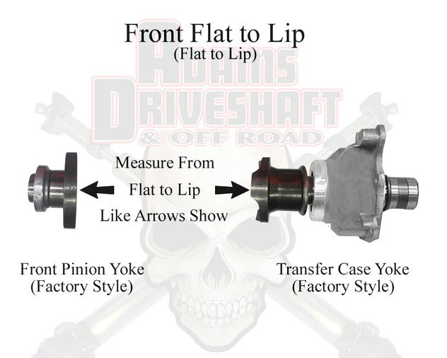 JK, Jeep Wrangler, FRONT, Adams Driveshaft, 1310 CV Driveshaft with solid U-Joints and Pinion Yoke, Extreme Duty